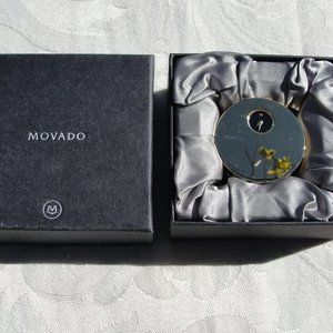 MOVADO LUXURY BRASS GOLD TRAVEL ALARM CLOCK